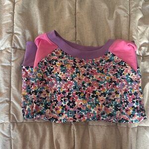 Floral Long Sleeve Top with Pink and Purple Accents- Grow with Me Cuffs fits 3-6